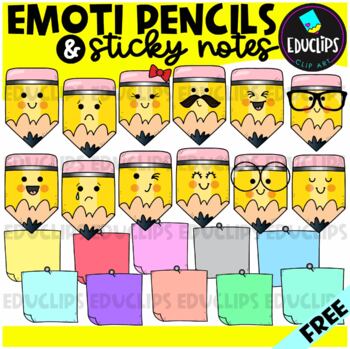 Pencil Emotis Clip Art Set {Educlips Clipart}