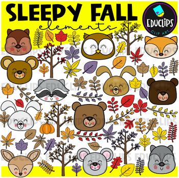 Sleepy Fall/Autumn Clip Art Set {Educlips Clipart}