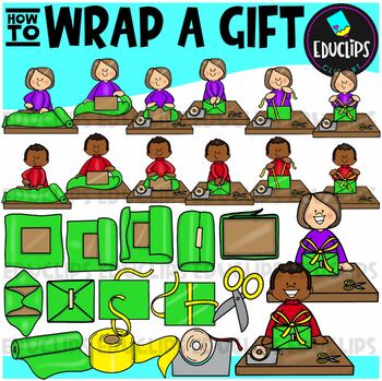 How To Wrap A Gift Clip Art Set {Educlips Clipart}