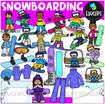 Snowboarding Clip Art Set {Educlips Clipart}