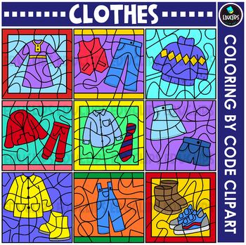 Clothes - Coloring By Code Clip Art Set {Educlips Clipart}