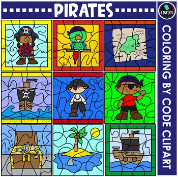Pirates - Coloring By Code Clip Art Set {Educlips Clipart}
