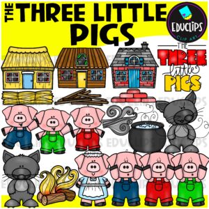 Three Little Pigs Clip Art Set {Educlips Clipart}