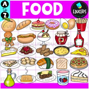 Food A to Z | Alphabet Clip Art Set {Educlips Clipart}