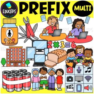 Prefix MULTI Clipart Set for Word Study, Phonics & Vocabulary {Educlips}