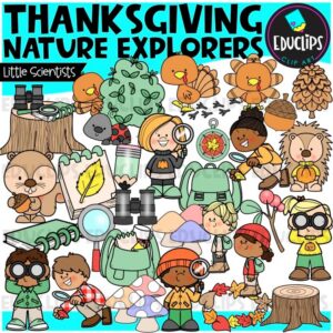 Thanksgiving Nature Explorers | Cute Clipart Set {Educlips}