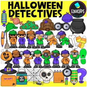Halloween Detectives Kids Clipart Set {Educlips}