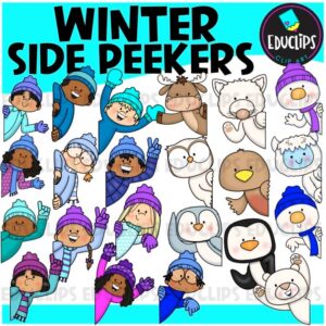Winter Side Peekers Clipart Set {Educlips Clipart}