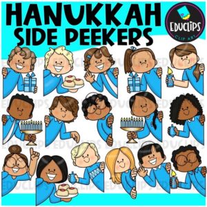 Hanukkah Side Peekers Clipart Set {Educlips Clipart}