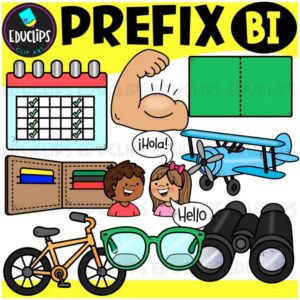 Prefix BI Clipart Set for Word Study, Phonics & Vocabulary {Educlips}