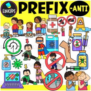 Prefix ANTI Clipart Set for Word Study, Phonics & Vocabulary {Educlips}