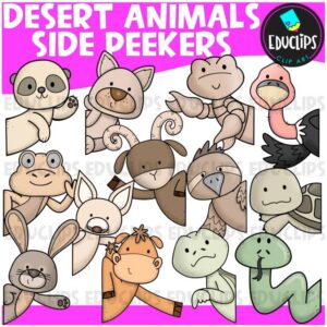 Desert Animals Side Peekers Clipart Bundle {Educlips Clipart}