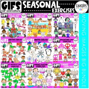 Seasonal Exercises GIFs - Animated Images {Educlips}