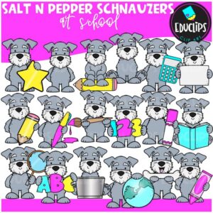 Salt & Pepper Schnauzers At School Clip Art Set {Educlips Clipart}