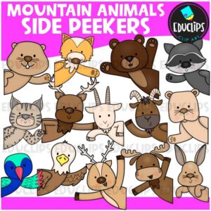 Mountain Animals Side Peekers Clipart Bundle {Educlips Clipart}