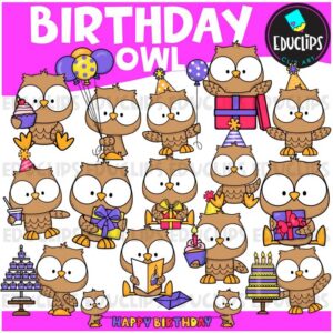 Birthday Owl | Owl Party Clipart Set {Educlips Clipart}