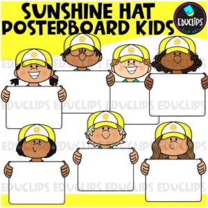 Sunshine Hat Blank Poster Board Kids Clipart Set {Educlips Clipart}