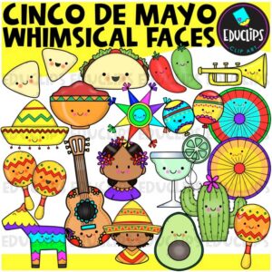 Cinco De Mayo Whimsical Faces Clip Art Set {Educlips}