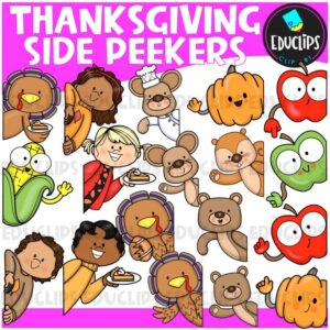 Thanksgiving Side Peekers Clipart Set {Educlips Clipart}