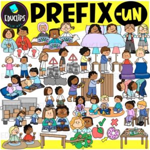 Prefix UN Clipart Set for Word Study, Phonics & Vocabulary {Educlips}