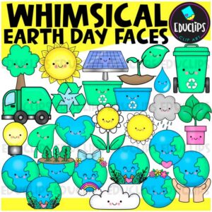 Earth Day Whimsical Faces Clip Art Set {Educlips}