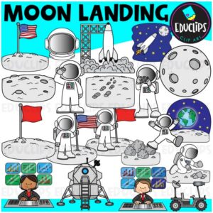 Moon Landing Clipart | Apollo Moon Mission, Astronaut, Space STEM Clip Art