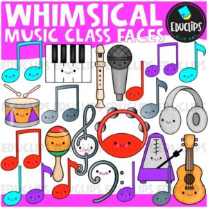 Whimsical Music Class Faces Clipart Set {Educlips Clipart}