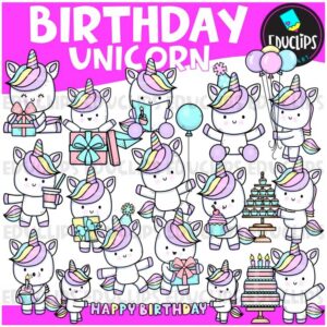 Birthday Unicorn | Magical Unicorn Party Clipart Set {Educlips Clipart}