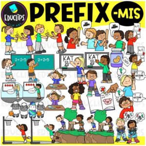 Prefix MIS Clipart Set for Word Study, Phonics & Vocabulary {Educlips}