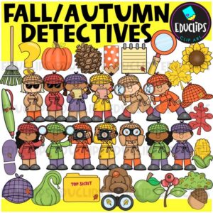 Fall Autumn Detectives Kids Clipart Set {Educlips}