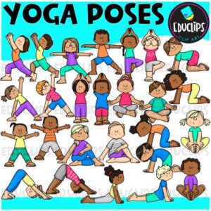 Yoga Poses Clipart – Kids Yoga Illustrations Clipart Set {Educlips Clipart}