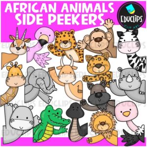 African Animals Side Peekers Clipart Bundle {Educlips Clipart}