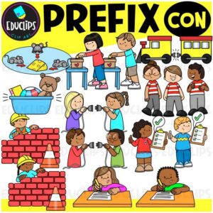 Prefix CON Clipart Set for Word Study, Phonics & Vocabulary {Educlips}