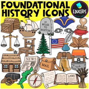 USA Foundational History Icons Clipart | American Revolution {Educlips}