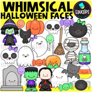 Halloween Whimsical Faces Clip Art Set {Educlips}