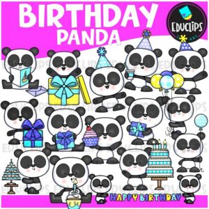 Birthday Panda | Panda Party Clipart Set {Educlips Clipart}