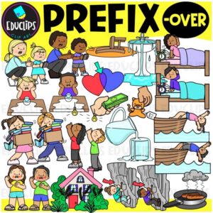 Prefix OVER Clipart Set for Word Study, Phonics & Vocabulary {Educlips}