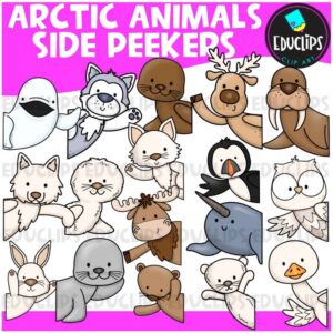 Arctic Animals Side Peekers Clipart Bundle {Educlips Clipart}