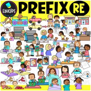 Prefix RE Clipart Set for Word Study, Phonics & Vocabulary {Educlips}
