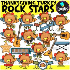 Thanksgiving Turkey Rock Stars Clip Art Set {Educlips Clipart}