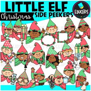 Little Elf Christmas Side Peekers Clipart | Holiday Characters {Educlips}