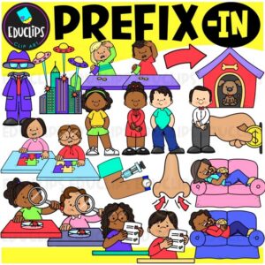 Prefix IN Clipart Set for Word Study, Phonics & Vocabulary {Educlips}