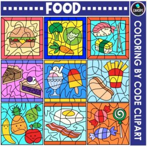 Food - Coloring By Code Clip Art Set {Educlips Clipart}