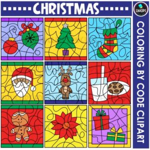 Christmas - Coloring By Code Clip Art Set {Educlips Clipart}
