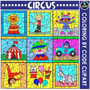 Circus - Coloring By Code Clip Art Set {Educlips Clipart}