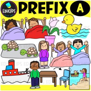 A- Prefix Clip Art | ELA Vocabulary, Word Study Graphics {Educlips Clipart}