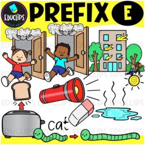 E- Prefix Clip Art | ELA Vocabulary, Word Study Graphics {Educlips Clipart}