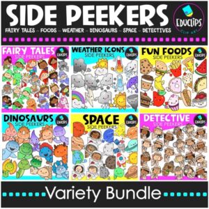 Side Peekers Clipart Bundle | Science, Fairy Tales, Classroom Graphics