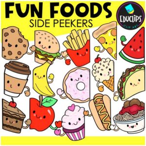 Food Clip Art | Cute Side Peekers, Snacks, Desserts & Fun Food Characters