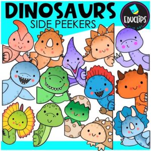 Dinosaur Side Peekers Clip Art | Cute Dinosaur Graphics for Classroom Resources